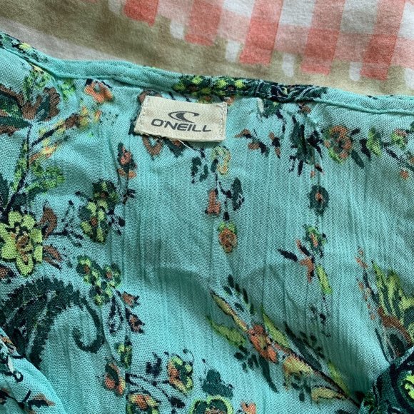 O'neill Aqua Blue Floral Print Mini Dress - Picture 4 of 4